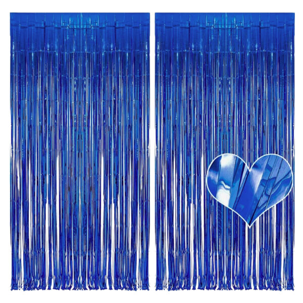 Blue Tinsel Curtain (Pack of 2)