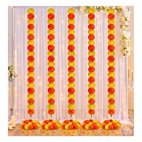 Artificial Orange & Yellow Marigold Garland (Pack of 5)