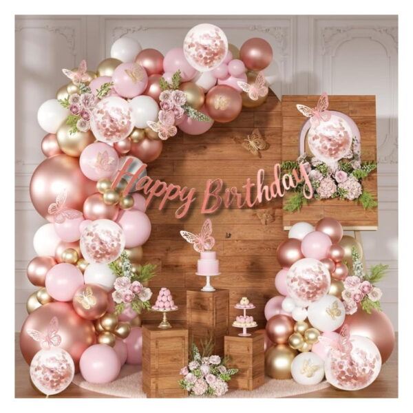 Rose Gold & Silver Birthday Decoration Kit