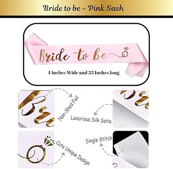 Shimmers 20 Pcs Bride to Be & Team Bride Party Set Fun Bachelorette Party Decorations with Headband, Satin Sash & Hen Night Accessories for Bridal Shower & Girls Night Out