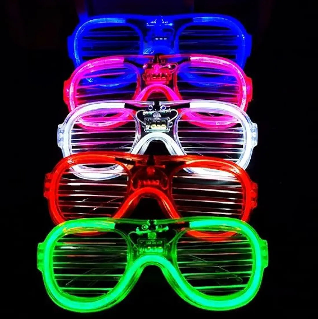 Brand: Shimmers Shimmers LED Light Up Glasses Pack of 5 – Multicolor Flashing Party Eyewear for Kids & Adults | Glow in the Dark Shutter Shades for Birthdays, Festivals, DJ Nights, Parties & Fun Night Celebrations