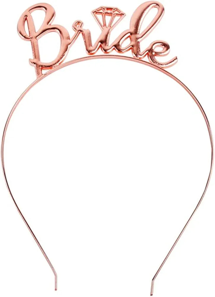 Shimmers Rose Gold Bride Headband Stylish Metallic Tiara Hairband for Bride to Be, Bachelorette Party, Bridal Shower & Hen Night Celebrations|Elegant Pre-Wedding Accessory for Bridesmaid