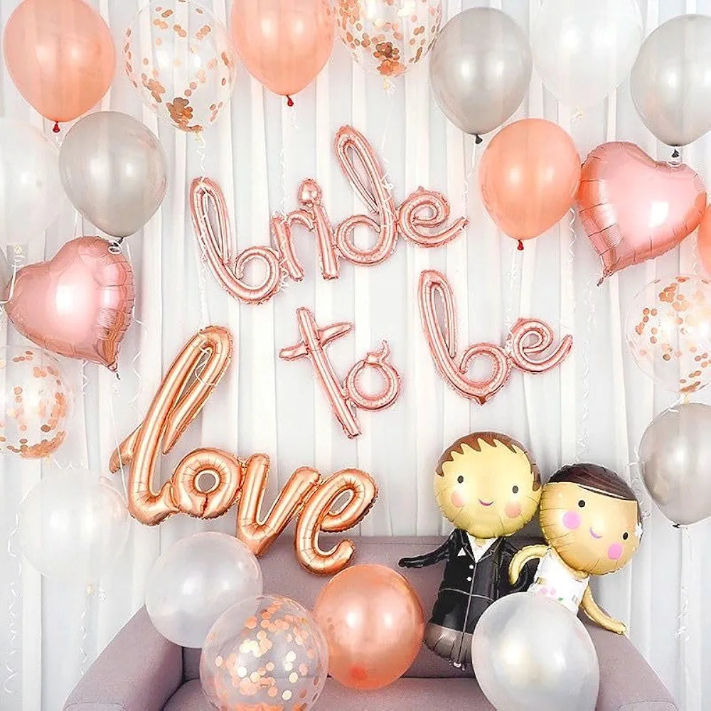 Shimmers Rose Gold Bride to Be Foil Balloon Banner Large Script Letter Balloons for Bachelorette Party, Bridal Shower & Engagement Décor Easy to Inflate, Perfect Photo Booth & Party Decoration