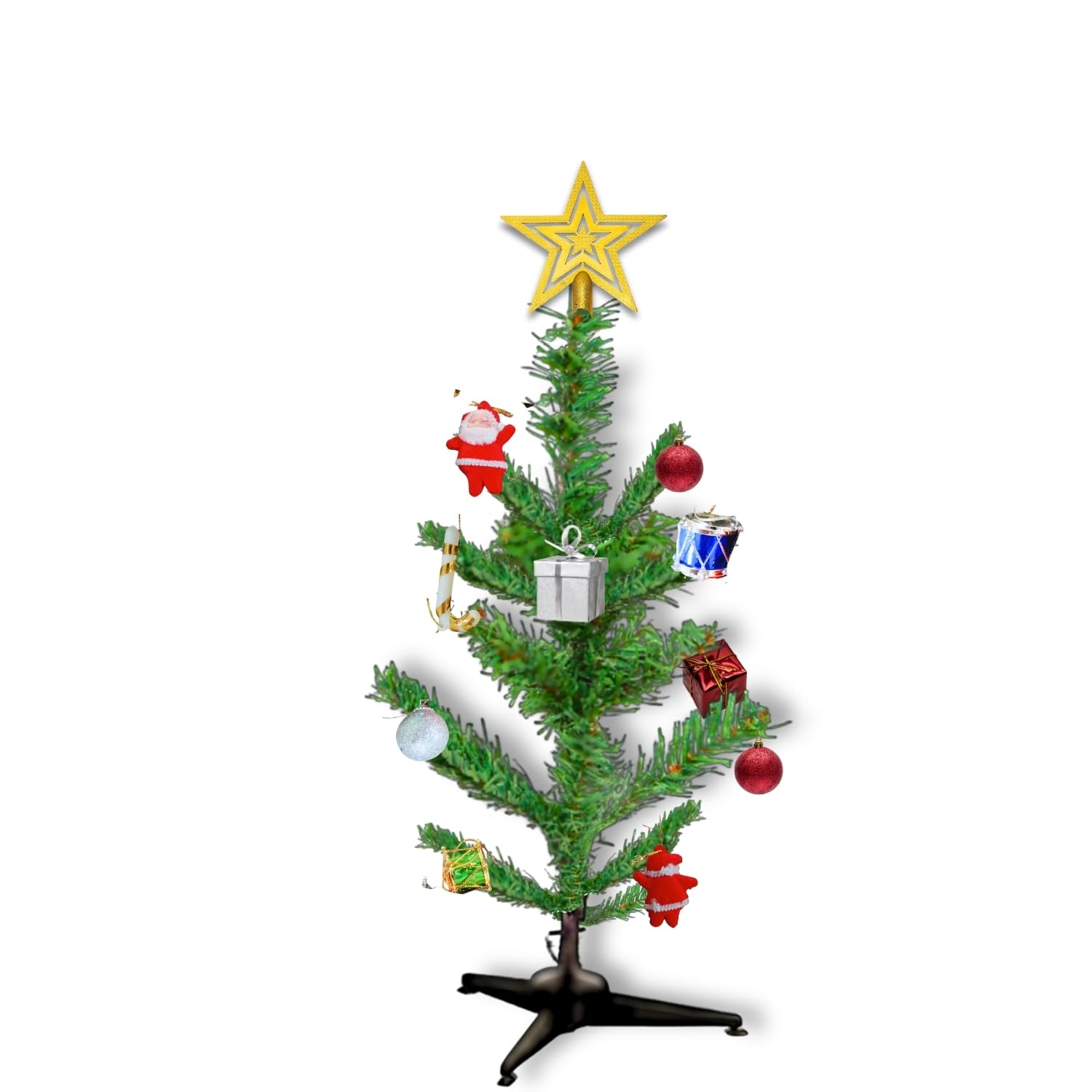 Shimmers 12 Pc Mini Christmas Tree Decoration Set | 2ft Tabletop Christmas Tree with Ornaments, Gold Star, Baubles & Decorative Elements | Small Artificial Xmas Tree for Home, Office & Holiday Décor