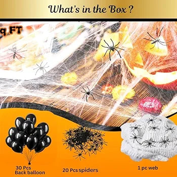 Shimmers Halloween Balloon Garland Kit – Black Latex Balloons with Fake Spider Web & Spiders for Trick or Treat Party, Haunted House & Indoor Outdoor Halloween Decorations