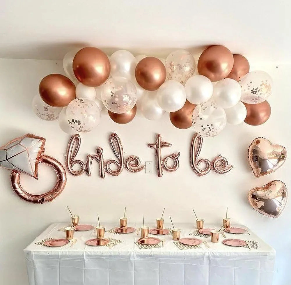 Shimmers Rose Gold Bride to Be Foil Balloon Banner Large Script Letter Balloons for Bachelorette Party, Bridal Shower & Engagement Décor Easy to Inflate, Perfect Photo Booth & Party Decoration