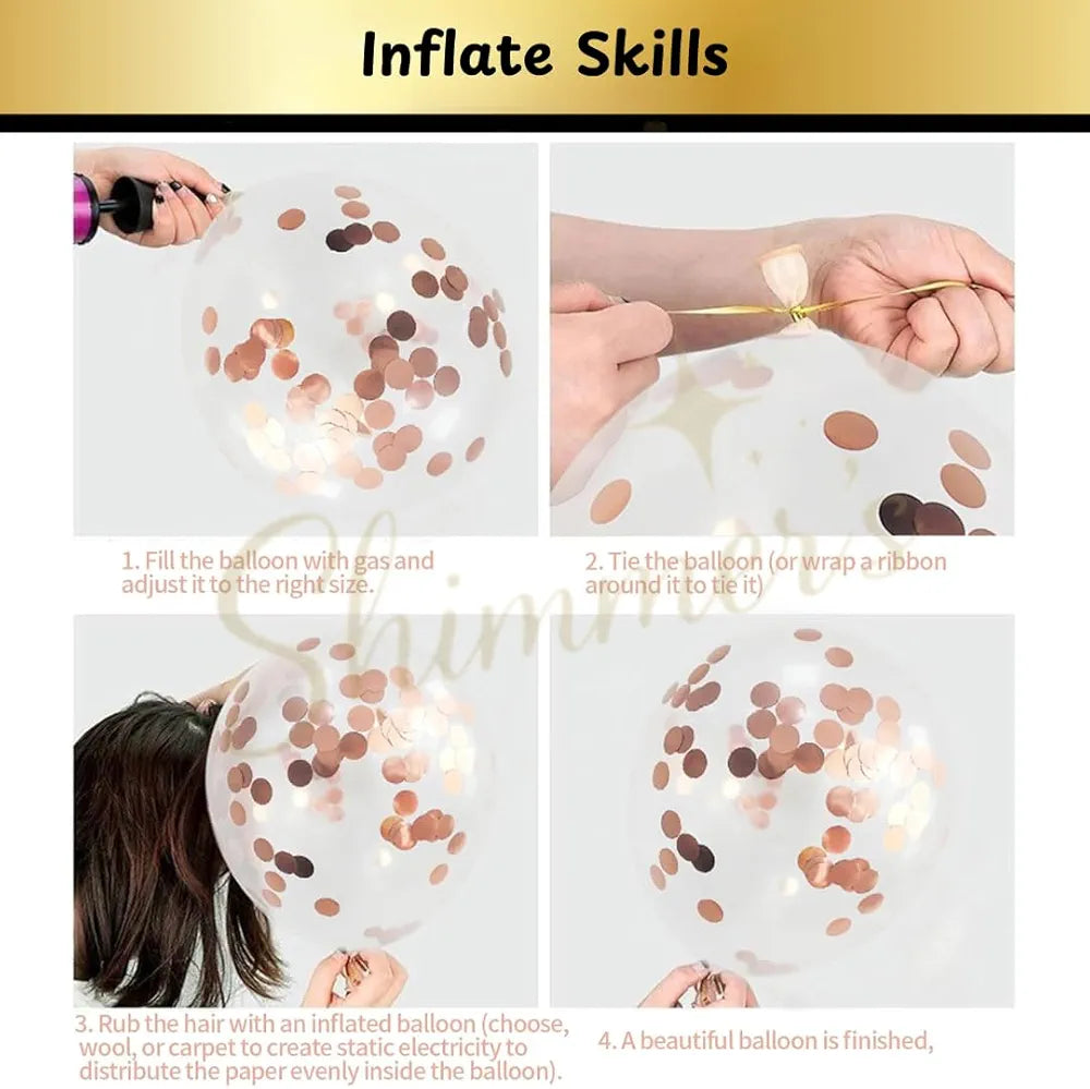 Shimmers Shimmers Bride to Be Party Decoration Set Rose Gold & White Balloons with Confetti Balloons and Glitter Bride to Be Banner|elegant Bridal Shower, Hen Night & Bachelorette for Bride Tribe Celebrations