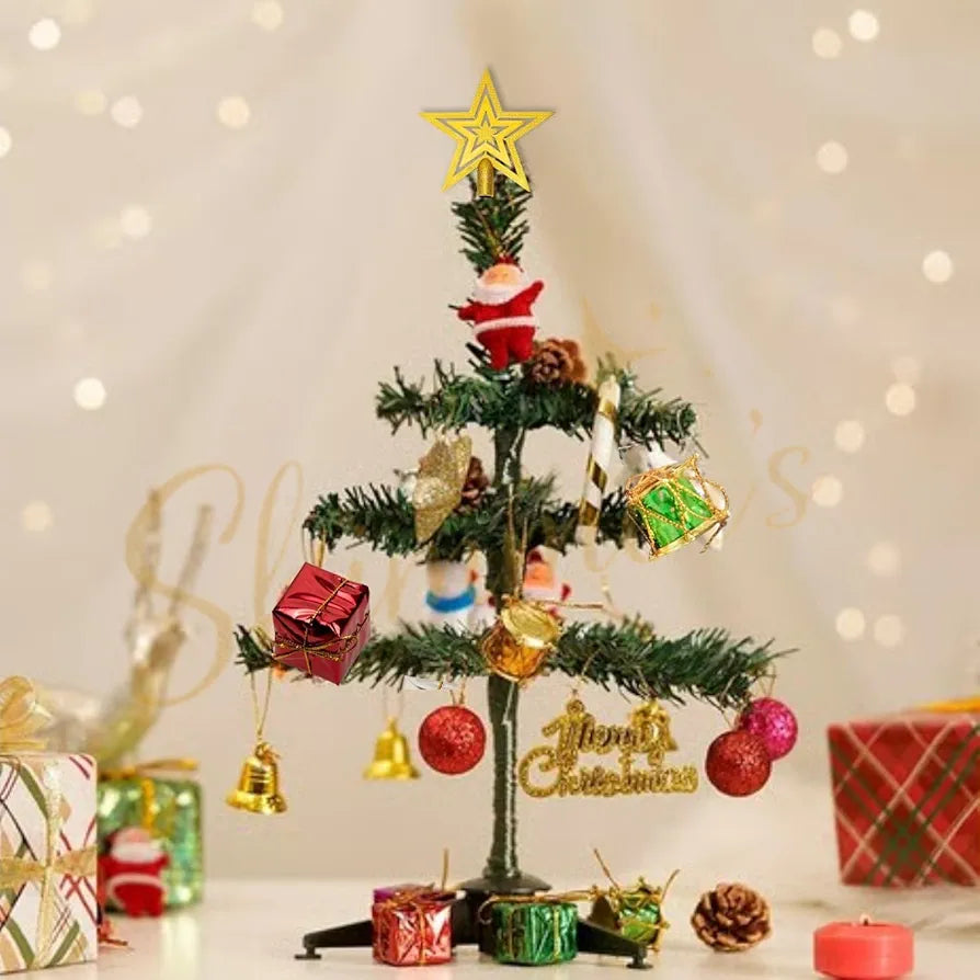 Shimmers 12 Pc Mini Christmas Tree Decoration Set | 1ft Tabletop Christmas Tree with Ornaments, Gold Star, Baubles & Decorative Elements | Small Artificial Xmas Tree for Home, Office & Holiday Décor 23% off
