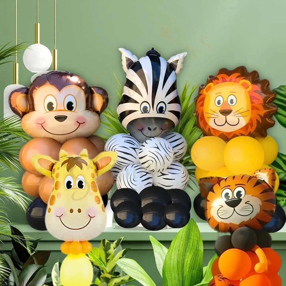 Shimmers Jungle Safari Birthday Decoration Kit – 52 Pc Set with Animal Foil Balloons, Green Latex Balloons, Happy Birthday Banner & Tinsel Curtains – Safari Party Decorations for Kids Boys Girls 69% off