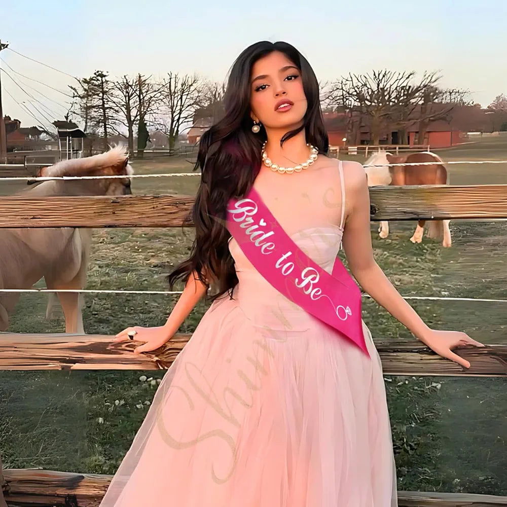 Shimmers Pink Bride to Be Sash for Bachelorette Party, Bridal Shower, Premium Satin Bachelorette Sash with White Lettering & Ring Graphic, Wedding Celebration