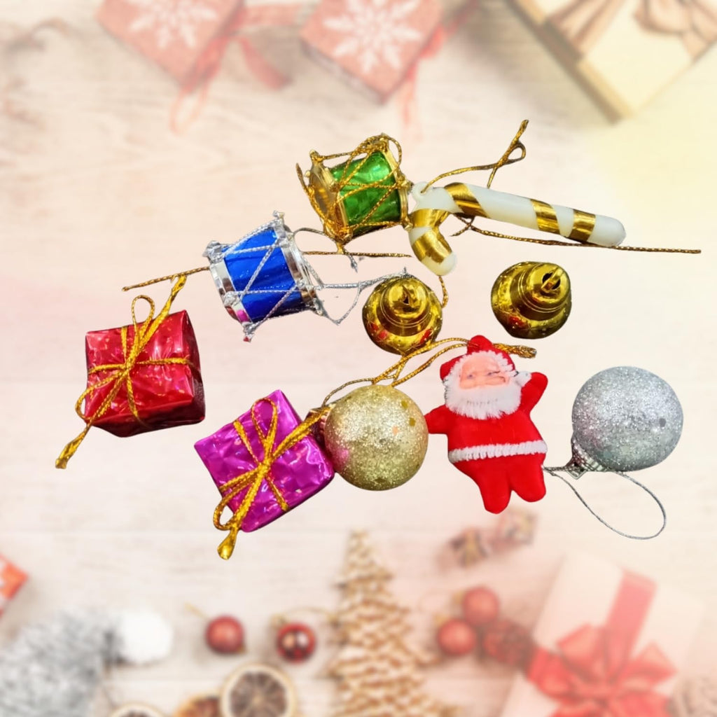 Shimmers 12 Pc Mini Christmas Tree Decoration Set | 2ft Tabletop Christmas Tree with Ornaments, Gold Star, Baubles & Decorative Elements | Small Artificial Xmas Tree for Home, Office & Holiday Décor