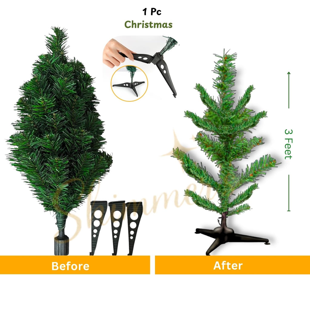 Shimmers 42 Pc Christmas Decoration Set|Complete Xmas Tree Décor Kit with Artificial Christmas Tree, Gift Boxes, Drums, Red Santas, Ornaments & Golden Star