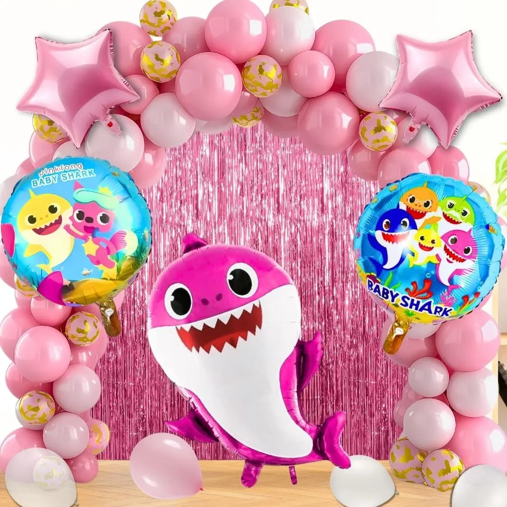 Shimmer Baby Shark, Star bollons, Other 45 Bolloon with Curtain Backdrop – for Birthday & Baby Shower Decoration Kit – 56pc 60% off