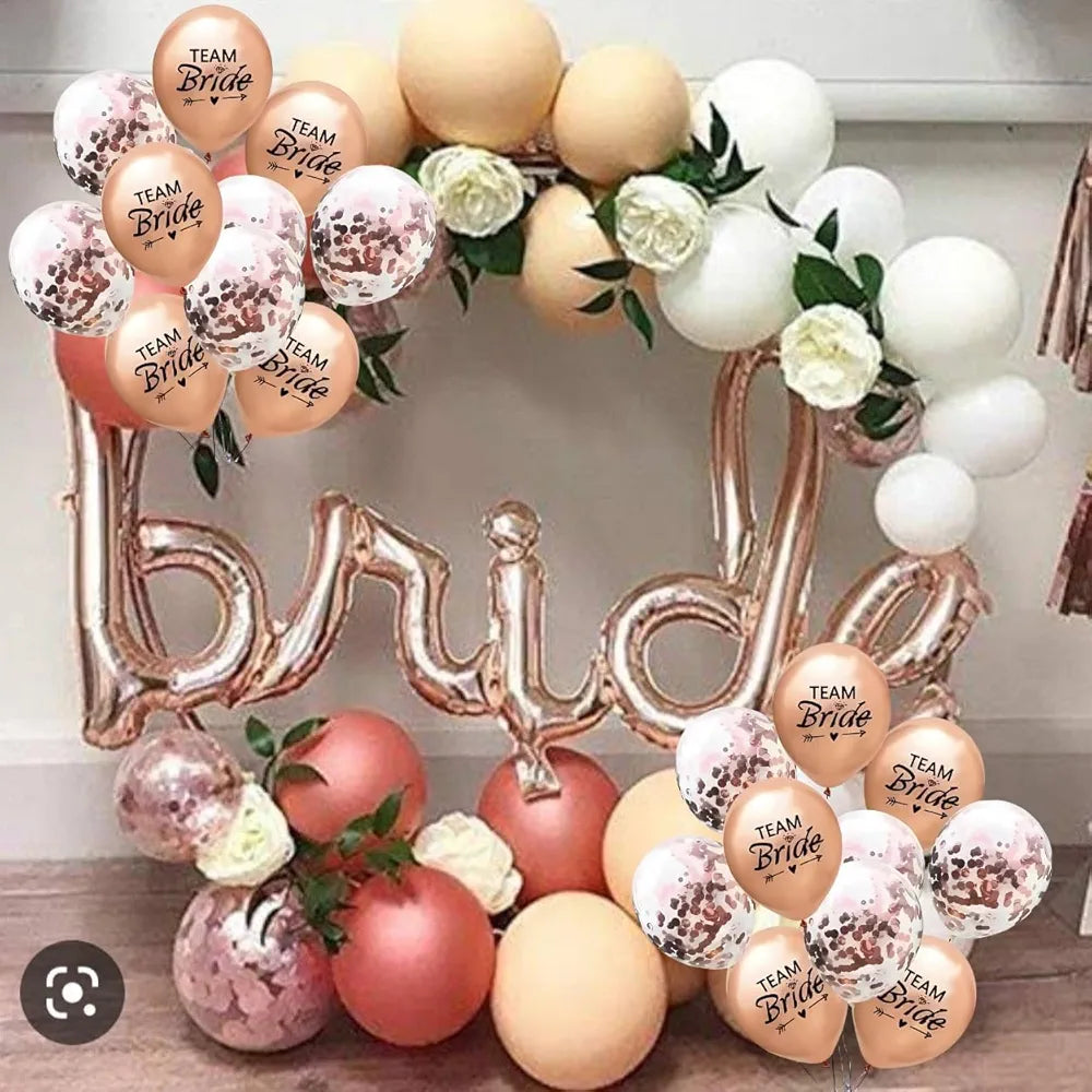 Brand: Shimmers 3.6 3.6 out of 5 stars (5) Shimmers Team Bride Balloons Set – Pack of 11 Pcs Rose Gold & Gold Confetti Balloons for Bridal Shower, Bachelorette Party Decorations, Party Supplies, Wedding Celebrations & Bridesmaid 63% off