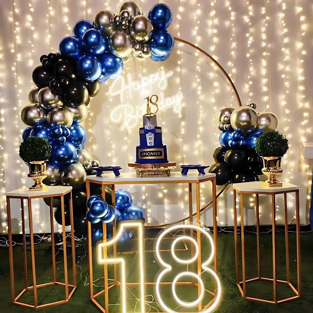 Brand: Shimmers 5.0 5.0 out of 5 stars (1) Shimmers 33 Pcs Birthday Decoration Kit with Silver Foil Banner & Metallic Balloons – Black, Blue & Silver Theme Party Decor for Boys, Men, Kids – Elegant DIY Combo for Indoor Celebrations