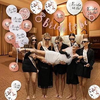 Shimmers Shimmers Bride to Be Party Decoration Set Rose Gold & White Balloons with Confetti Balloons and Glitter Bride to Be Banner|elegant Bridal Shower, Hen Night & Bachelorette for Bride Tribe Celebrations