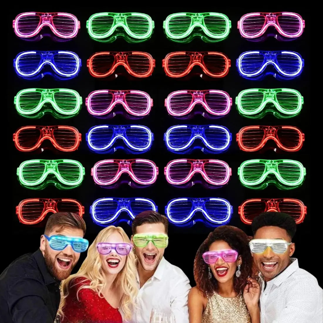 Brand: Shimmers Shimmers LED Light Up Glasses Pack of 5 – Multicolor Flashing Party Eyewear for Kids & Adults | Glow in the Dark Shutter Shades for Birthdays, Festivals, DJ Nights, Parties & Fun Night Celebrations