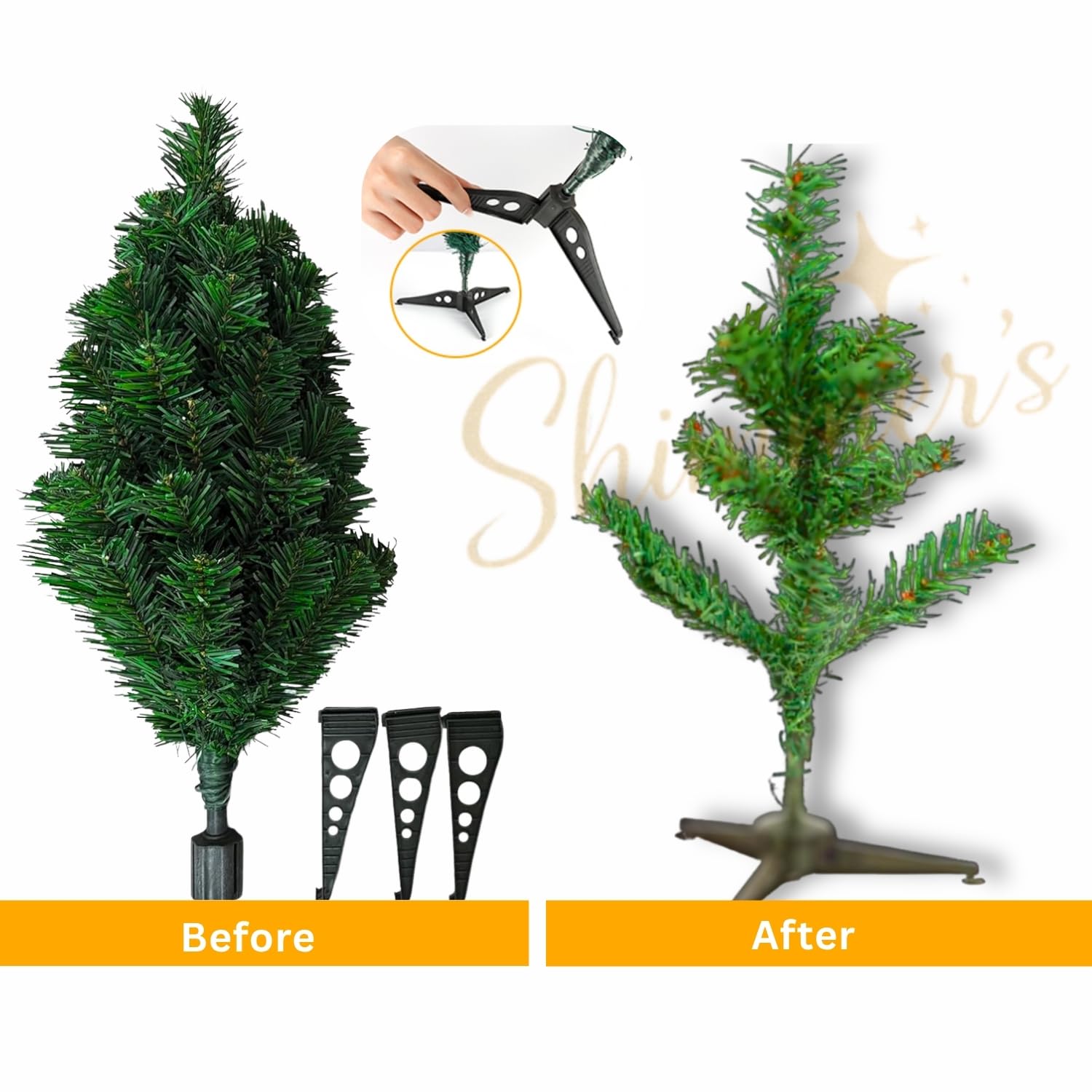 Shimmers 12 Pc Mini Christmas Tree Decoration Set | 2ft Tabletop Christmas Tree with Ornaments, Gold Star, Baubles & Decorative Elements | Small Artificial Xmas Tree for Home, Office & Holiday Décor