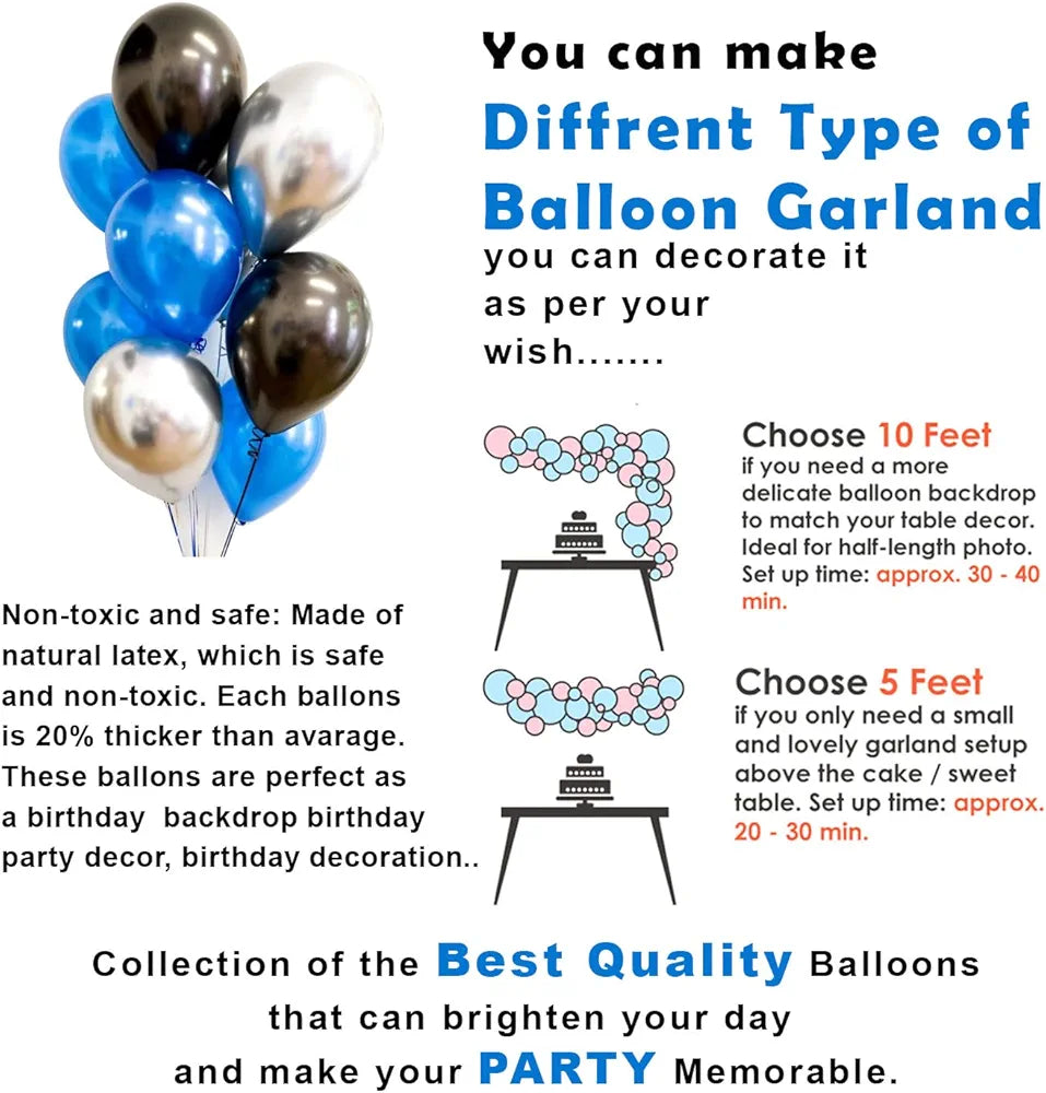 Brand: Shimmers 5.0 5.0 out of 5 stars (1) Shimmers 33 Pcs Birthday Decoration Kit with Silver Foil Banner & Metallic Balloons – Black, Blue & Silver Theme Party Decor for Boys, Men, Kids – Elegant DIY Combo for Indoor Celebrations