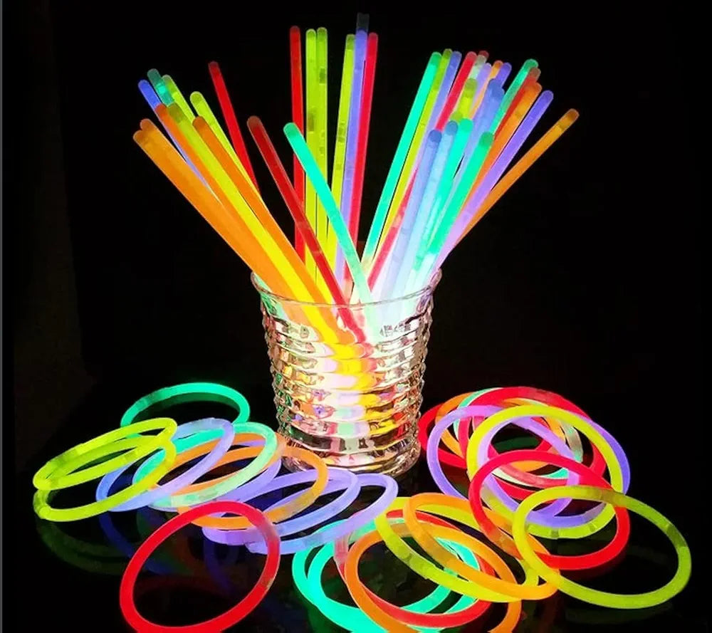 Shimmers Party 8" Glow Sticks – 100 Pack Neon Light Up Sticks, Glow in the Dark, Easy to Activate, Long-Lasting Glow for Kids & Adults, Perfect for Parties, Concerts, Night Events & Celebrations