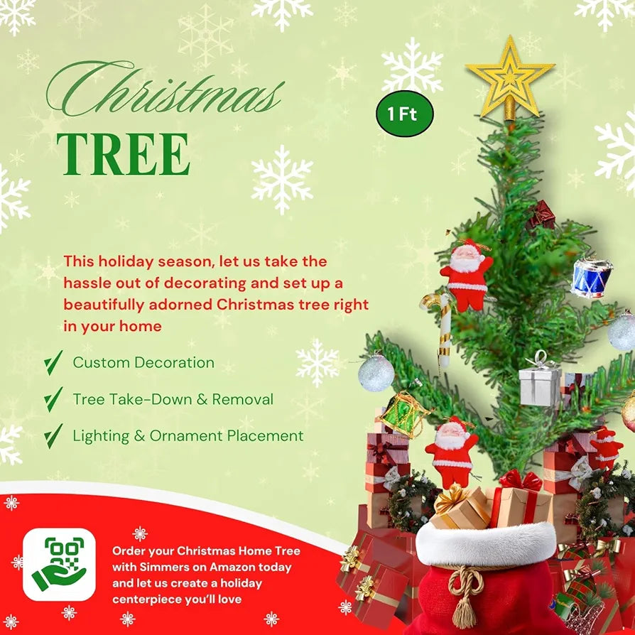 Shimmers 12 Pc Mini Christmas Tree Decoration Set | 1ft Tabletop Christmas Tree with Ornaments, Gold Star, Baubles & Decorative Elements | Small Artificial Xmas Tree for Home, Office & Holiday Décor 23% off