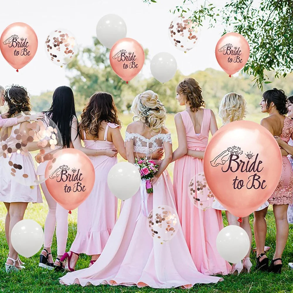 Shimmers Shimmers Bride to Be Party Decoration Set Rose Gold & White Balloons with Confetti Balloons and Glitter Bride to Be Banner|elegant Bridal Shower, Hen Night & Bachelorette for Bride Tribe Celebrations