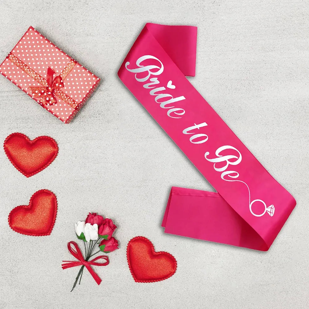 Shimmers Pink Bride to Be Sash for Bachelorette Party, Bridal Shower, Premium Satin Bachelorette Sash with White Lettering & Ring Graphic, Wedding Celebration