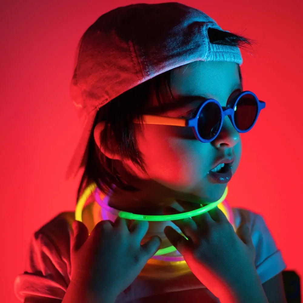 Shimmers Party 8" Glow Sticks – 100 Pack Neon Light Up Sticks, Glow in the Dark, Easy to Activate, Long-Lasting Glow for Kids & Adults, Perfect for Parties, Concerts, Night Events & Celebrations