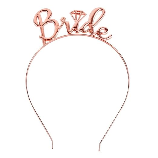 Shimmers Rose Gold Bride Headband Stylish Metallic Tiara Hairband for Bride to Be, Bachelorette Party, Bridal Shower & Hen Night Celebrations|Elegant Pre-Wedding Accessory for Bridesmaid