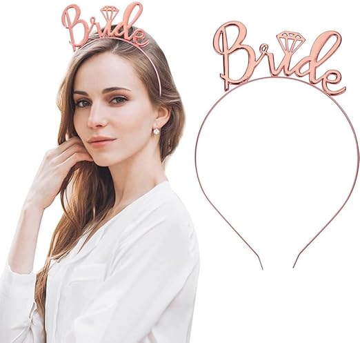 Shimmers Rose Gold Bride Headband Stylish Metallic Tiara Hairband for Bride to Be, Bachelorette Party, Bridal Shower & Hen Night Celebrations|Elegant Pre-Wedding Accessory for Bridesmaid