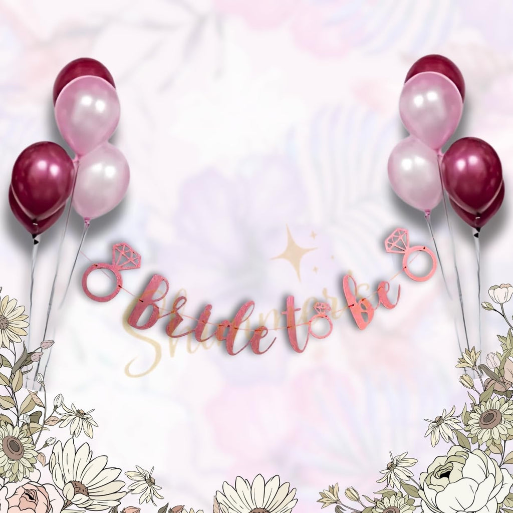 Shimmer’s Bride to Be Decoration Kit 44Pcs Bachelorette Party Supplies for Girls Night,Hen Party & Bridal Shower | Includes Balloons, Banner, Tiara,Curtains & Arch Tape for Bride to Be Party Decor